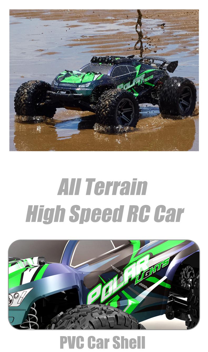 1:8 Scale High Speed Off Road Fast RC Cars for Adult Boys, All Terrain 45KM/H Racing Truck, 2.4Ghz Remote Control, LED Lights, 1 Rechargeable 2600mAh Battery, Birthday Christmas Birthday Party Gifts