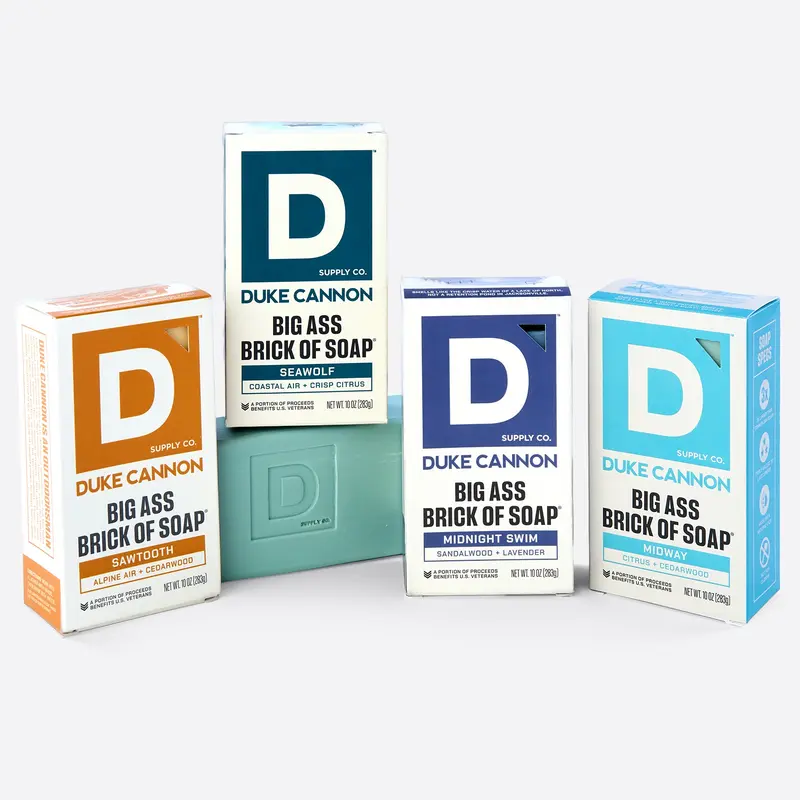 Duke Cannon Supply Co. Big Brick of Soap The Off Grid Variety 4 Pack, Superior Grade, Extra Large Men's Bar Soap with Masculine Scents, Body Soap, All Skin Types, 10 oz Body Wash, Body Care
