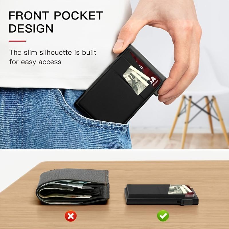 everyday  carry  wallet Pemegang Kad Kredit, Pop Timbul Automatik, Reka Bentuk Minimalis, Penyekat RFID, Dompet Kad Perniagaan Lelaki, Hadiah Ideal untuk Lelaki Hitam Bags
