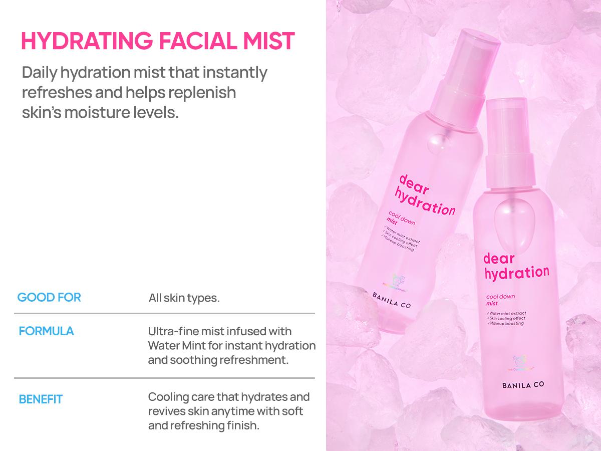 Dear Hydration Cool Down Mist - 100g, Korean Skincare for Moisture & Radiant Glow, Pink Cactus Water & Antioxidants - Moisturizer Oil Yeast