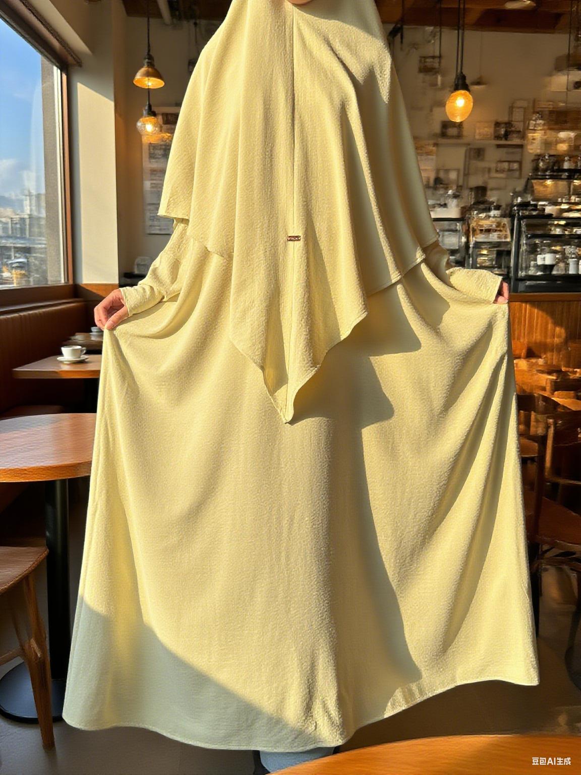 CL05-2 Abaya Hijab, Muslim dress, hijab, solid color, simple and casual, crepe Khimar suit【Fashionweek】