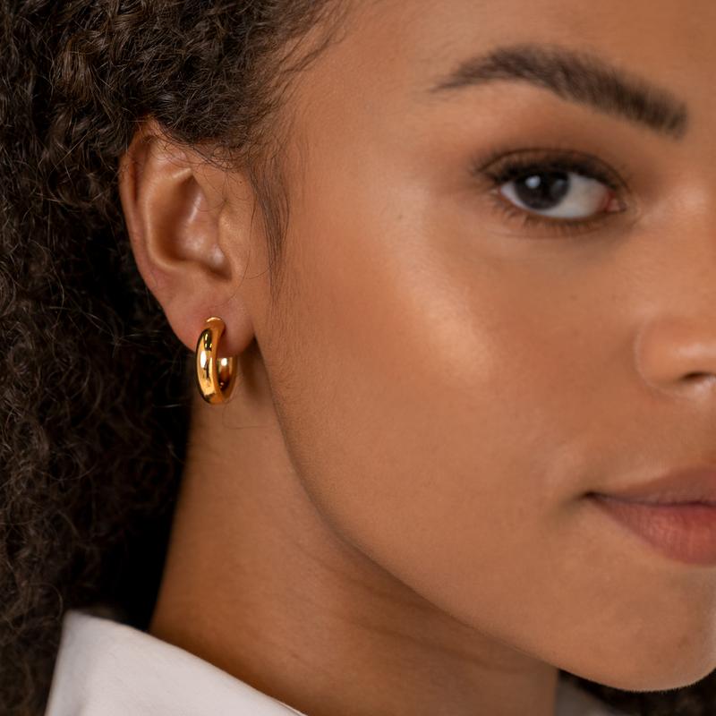 PAVOI 14K Gold Plated Lightweight Chunky Open Hoops Earrings for Women | Rhodium and Yellow Thick Infinity Gold Hoops Earrings