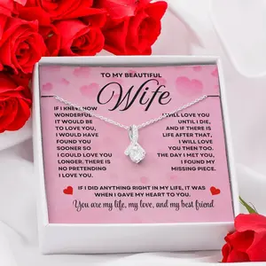 Gift For Wife, Anniversary Card, Wife Appreciation And Romantic Gifts, Jewelry Box, Necklace From Husband, Birthday Gift Ideas for Women, Stainless Steel, Cubic Zirconia
