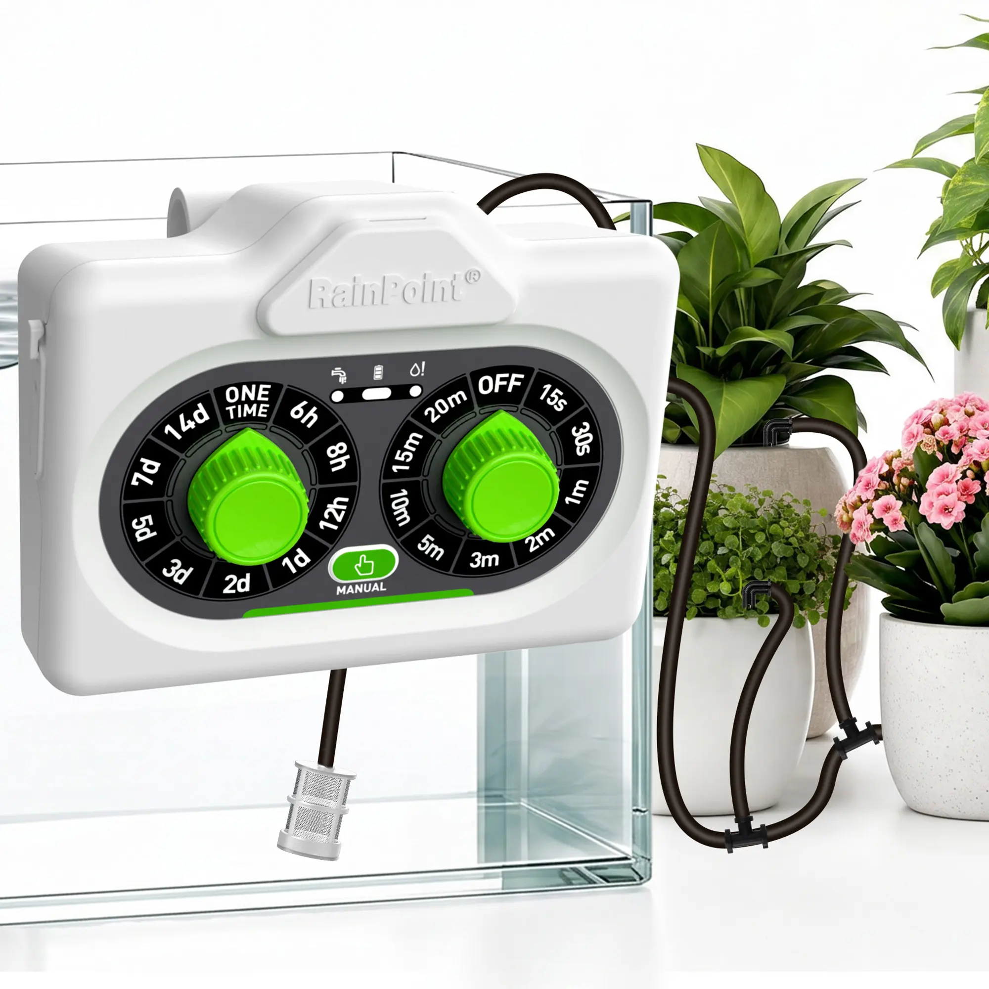 RAINPOINT Automatic Indoor Watering Kit - Auto/Manual Irrigation System for Indoor Balcony Plant Care, Vacation Drip Solution for 15 Potted Plants, Simplify Plant Care