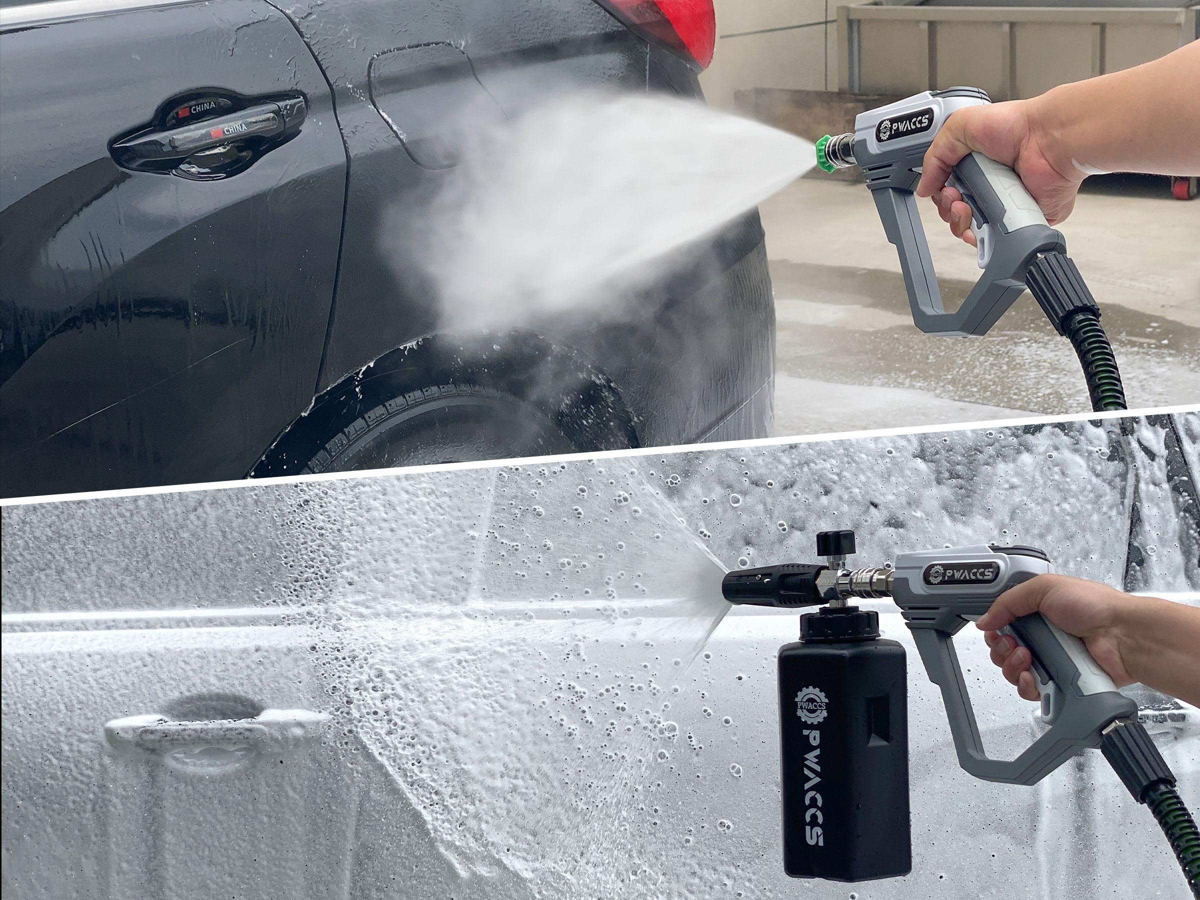 PWACCS Pressure Washer Foam Cannon 4000 PSI with Short Handle, 1.5 Liter, M22-14mm Fitting, High-Density Foam for Car Wash and Versatile Cleaning
