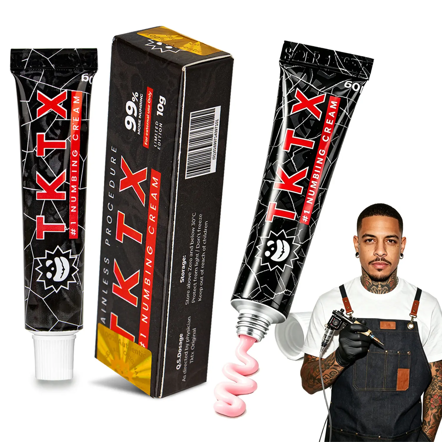 TKTX Tattoo Numbing Cream -  99% Limited Edition - VeryStrong I For Tattoos I Laser Removal I WaxingIEyebrowThreading I Tattoo External Cream 10g