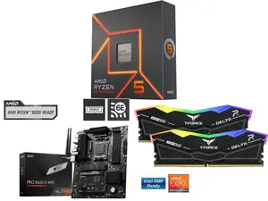 CPU Motherboard Memory Combo -  AMD Ryzen 5 7600X Bundle with  MSI PRO B650-S WIFI  and Team Group FF3D516G6000HC38ADC01