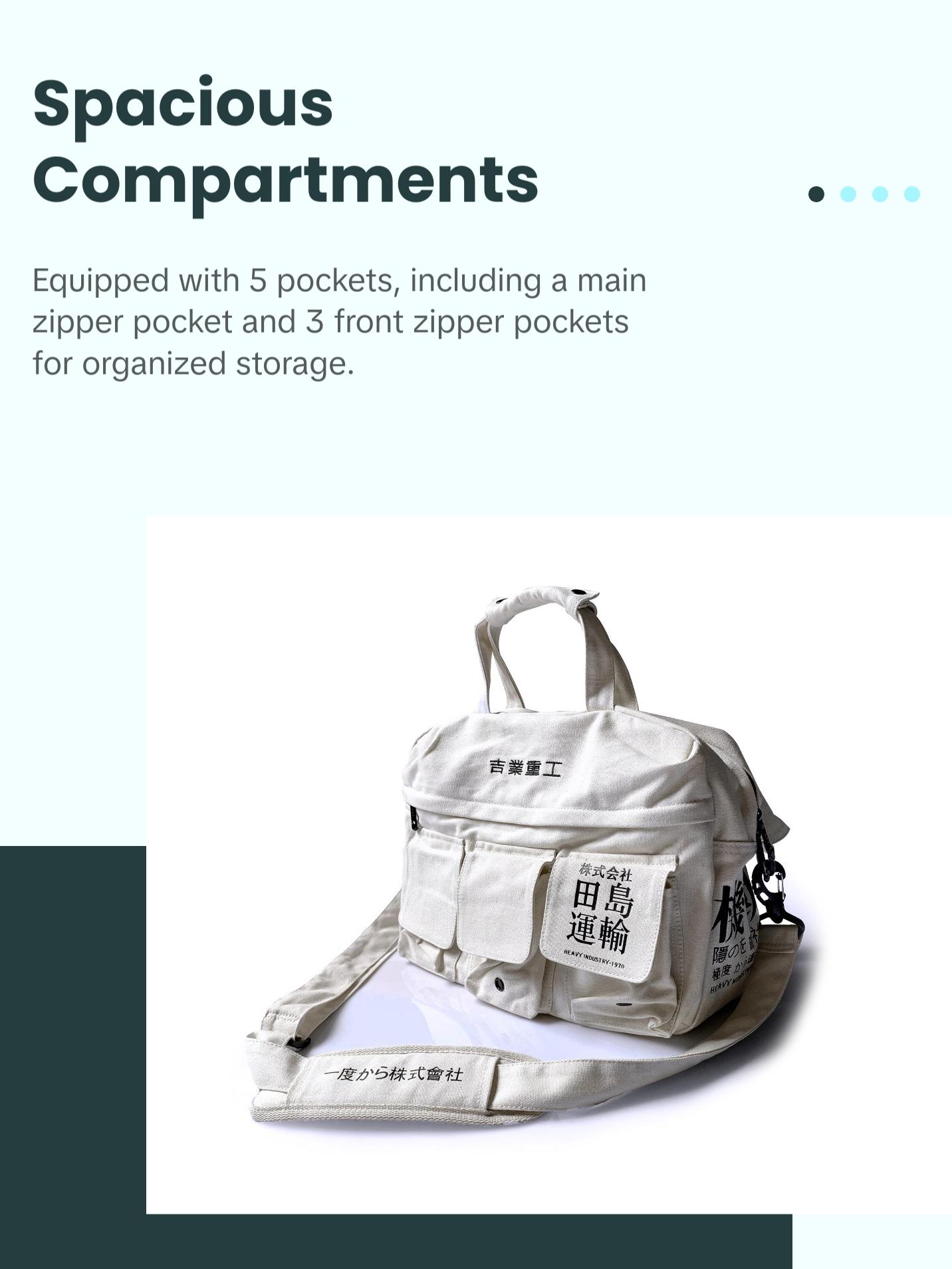 Hibag2 Niepce Streetwear Fashion Canvas Japanese Kanji Crossbody