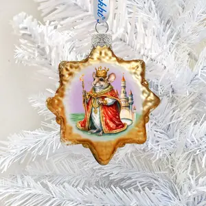 Designocracy 776025 3 x 2 in. Mouse King Mercury Glass Ornaments Christmas Decor