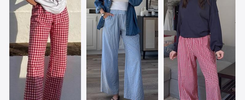 ANRABESS Womens Striped Gingham Palazzo Pants Lightweight Wide Leg High Waisted Lounge Pajama Pants Cute Casual Trousers with Pockets for Comfort ANRABESS Womens Striped Gingham Palazzo Pants Lightweight Wide Leg High Waisted Lounge Pajama Pants Cute Casual Trousers with Pockets for Comfort