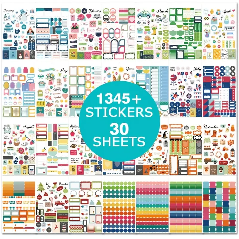 Aesthetic Planner Stickers, Monthly Daily Planner Stickers For Calendar Decorating, Planning, Scrapbooking, 28 Sheets/ 1300+ Stickers, Calendar Stickers Includes Festival Theme Journal Stickers
