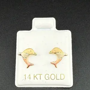 14k gold dolphins 3 color gold