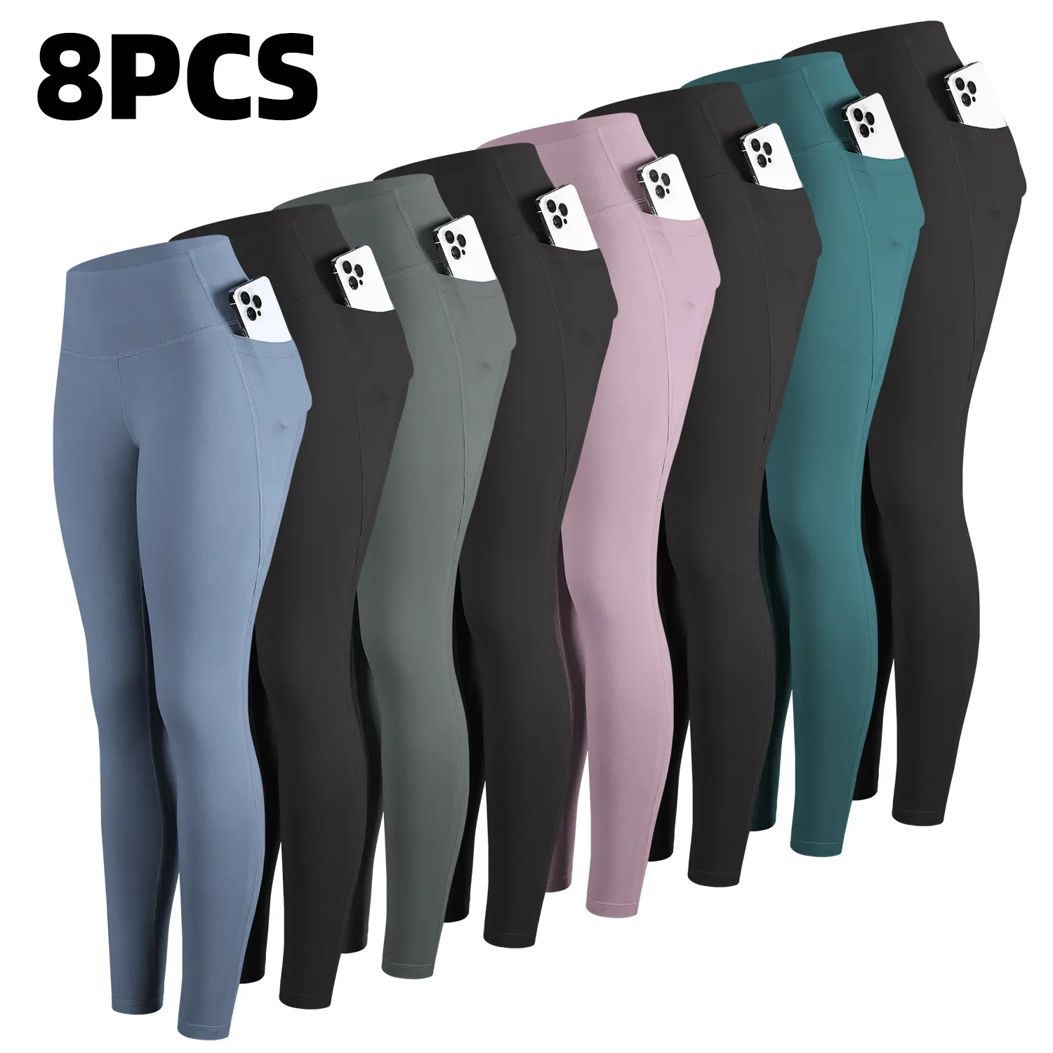 CHRLEISURE 3/5/7/8PCS High Waisted Pockets Leggings Soft Buttery Leggings Workout Yoga Pants Workout Set For Women runner gym CHRLEISURE 3/5/7/8PCS High Waisted Pockets Leggings Soft Buttery Leggings Workout Yoga Pants Workout Set For Women runner gym