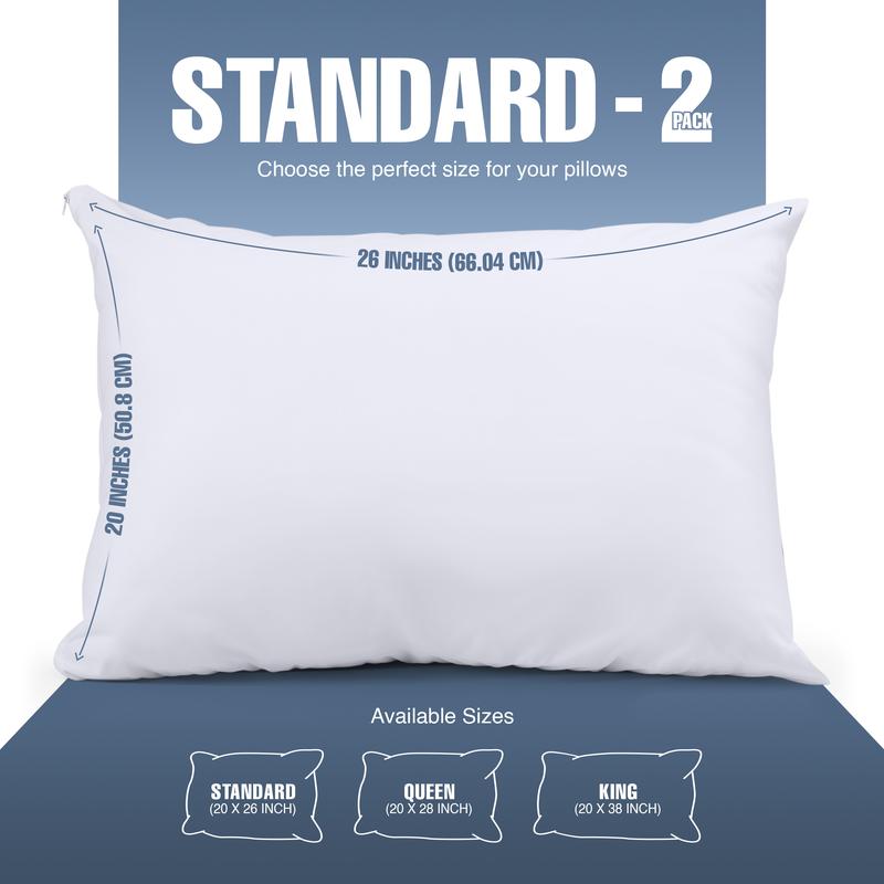 Utopia Bedding 2-Pack Waterproof Pillow Encasement | Zippered Pillowcases | Bed Bug & Dust Mite Proof, Soft Polyester, Machine Washable - Gray