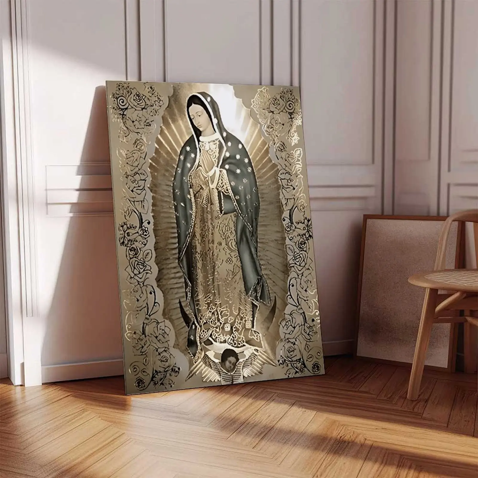 Modern Our Lady of Guadalupe Artistic Photo Canvas Print - Artwork, Decorative Wall Home Decor Products for Living Rooms, Bedrooms