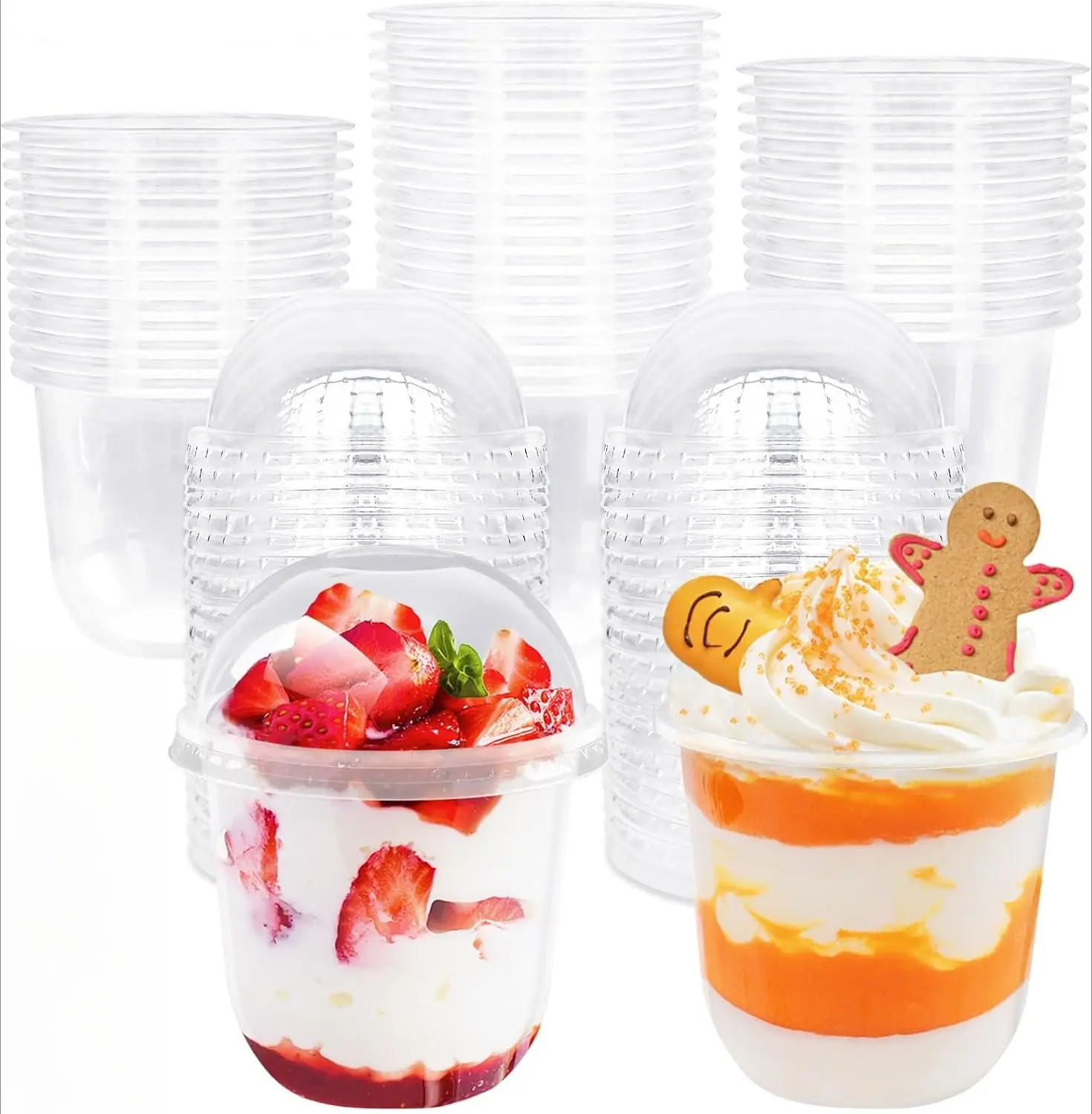 50 Sets 16oz Disposable Transparent Plastic Cups with Dome Lids, Easy-to-Grip Design, Suitable for Iced Coffee, Milk Tea, Perfect for Holiday Parties (Kitchenware Disposable Drinkware)