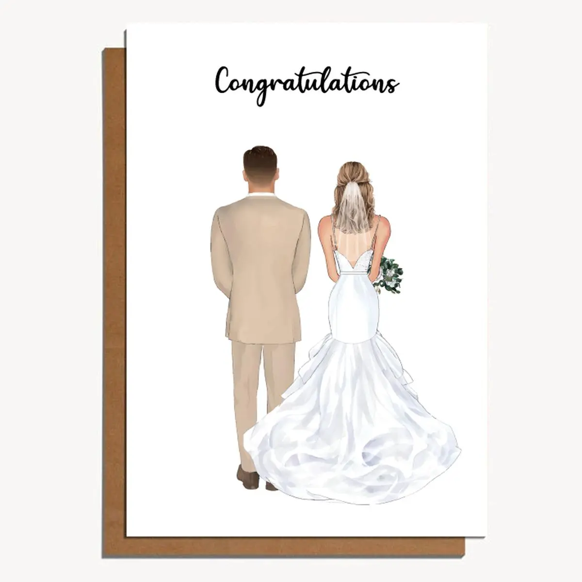 Wedding Couple Design Congratulations Card, Creative Wedding Greeting Card, Heartwarming and Elegant Greeting Card for Wedding Day