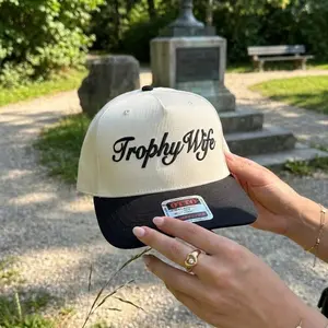 Trophy Wife Embroidered Hat, Two Tone Baseball Cap, Funny Wifey Statement Gift