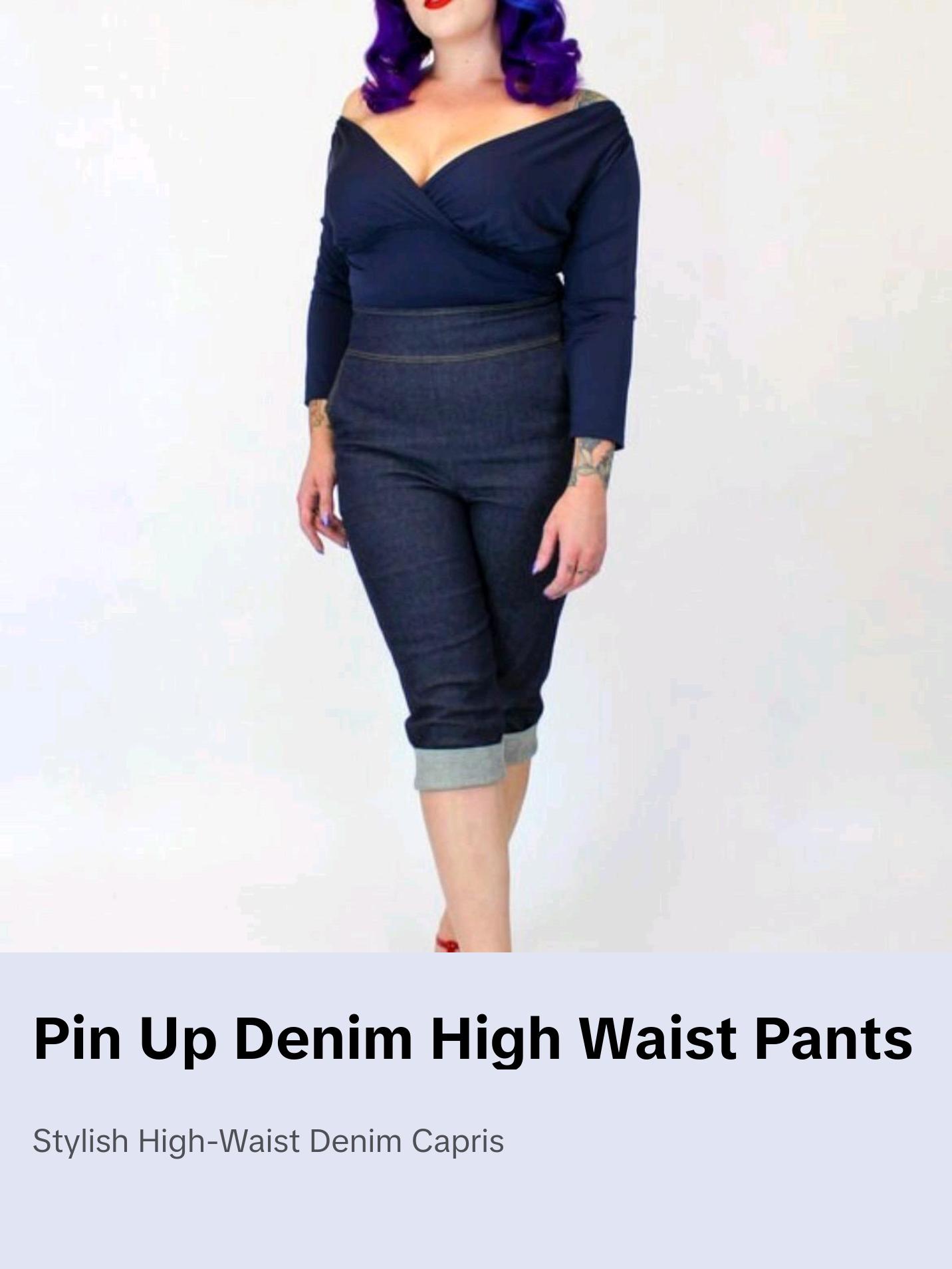 Pin Up Pants, Denim High Waist Pant XS-3XL