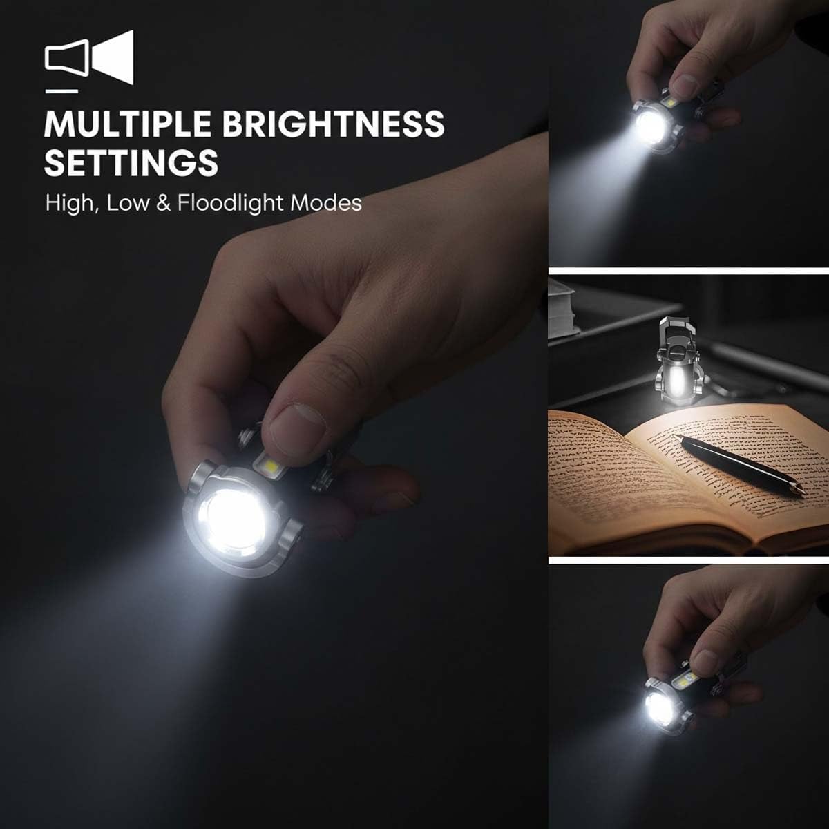 Portable Rechargeable Bright Keychain Flashlight Phone Charger, Mini Keychain Flashlight, 7 Modes, 1200 Lumens EDC Waterproof Keychains Flashlight (4PCS)