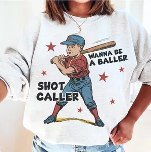 Retro Baseball Boy Wanna Be A Baller Sweatshirt, Baseball Shirt, Baseball Season Tee, Sport Lover Gift, Trendy Graphic Shirt For Men And Women