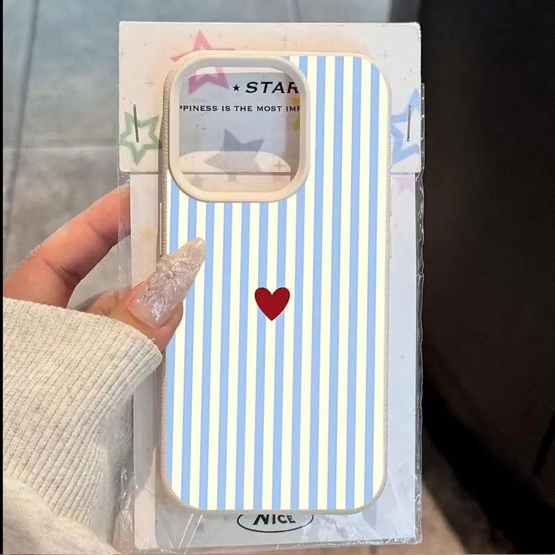 INS Cute Small Love Heart Pattern Fresh Phone Case For iPhone 17 16 15 14 Pro Max 13 12 11 17 Air protective cover