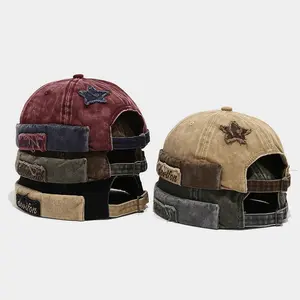 Fashionable Skull Hat Retro Washed Docker Beanie Brimless Cap Hat   for Various Head Size Spring Autumn Sunproof Hat for Casual Travel Street Wear Hiphop Dance Handcrafted Cap Handcrafted Cap