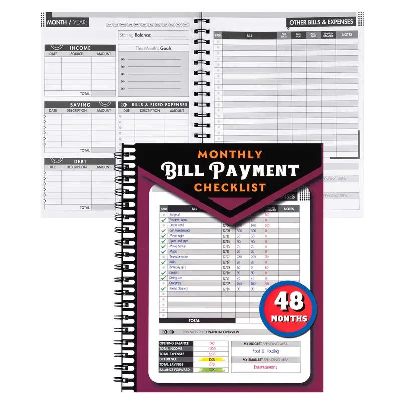 Durable Binding Bill Payment Tracker Notebook - Paperback with 960 Printed Pages for 4-Year Long-Term Use, Bank Account Monitoring, Expense Monitoring, Debt Payoff Planning, Monthly Financial Overview & Budgeting, Functional, Tracking