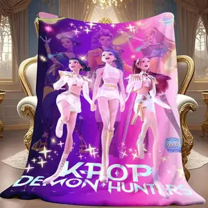 Kpop Devil Hunter Anime Plush Blanket, A Warm Nap Blanket,Suitable for Sofas, Beds, and Lounge Chairs, Suitable for All Seasons, and A Christmas Gift for Family and Friends.Mira Rumi Joey Blanket, Cozy Kpop Fangirl Gift