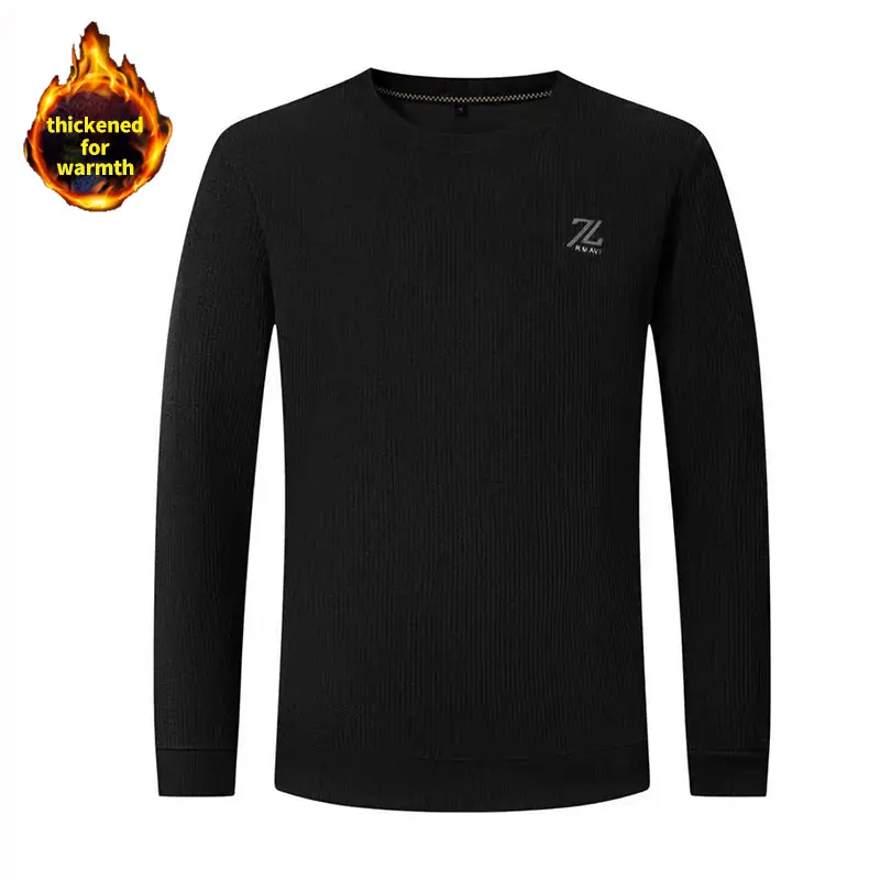 Men's Thick Plush Polyester Woven Hoodie - High Mock Neck Long Sleeve Pullover, Striped Pattern, Unique Print, Elastane Casual Fall Winter Streetwear Tops Black Crewneck
