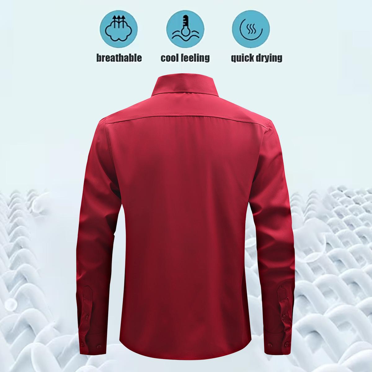 Men's Shirt Long Sleeve Wrinkle-Free Four-Sided Stretch Business High-End Shirt