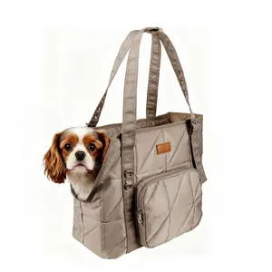 Dog Purse Carriers for Small Dogs and Cats Up to 10 lbs,Puppy Carrier with Pockets,Adjustable Shoulder Strap,Hard Bottom Support,Fuffy Tote Bag for Travel