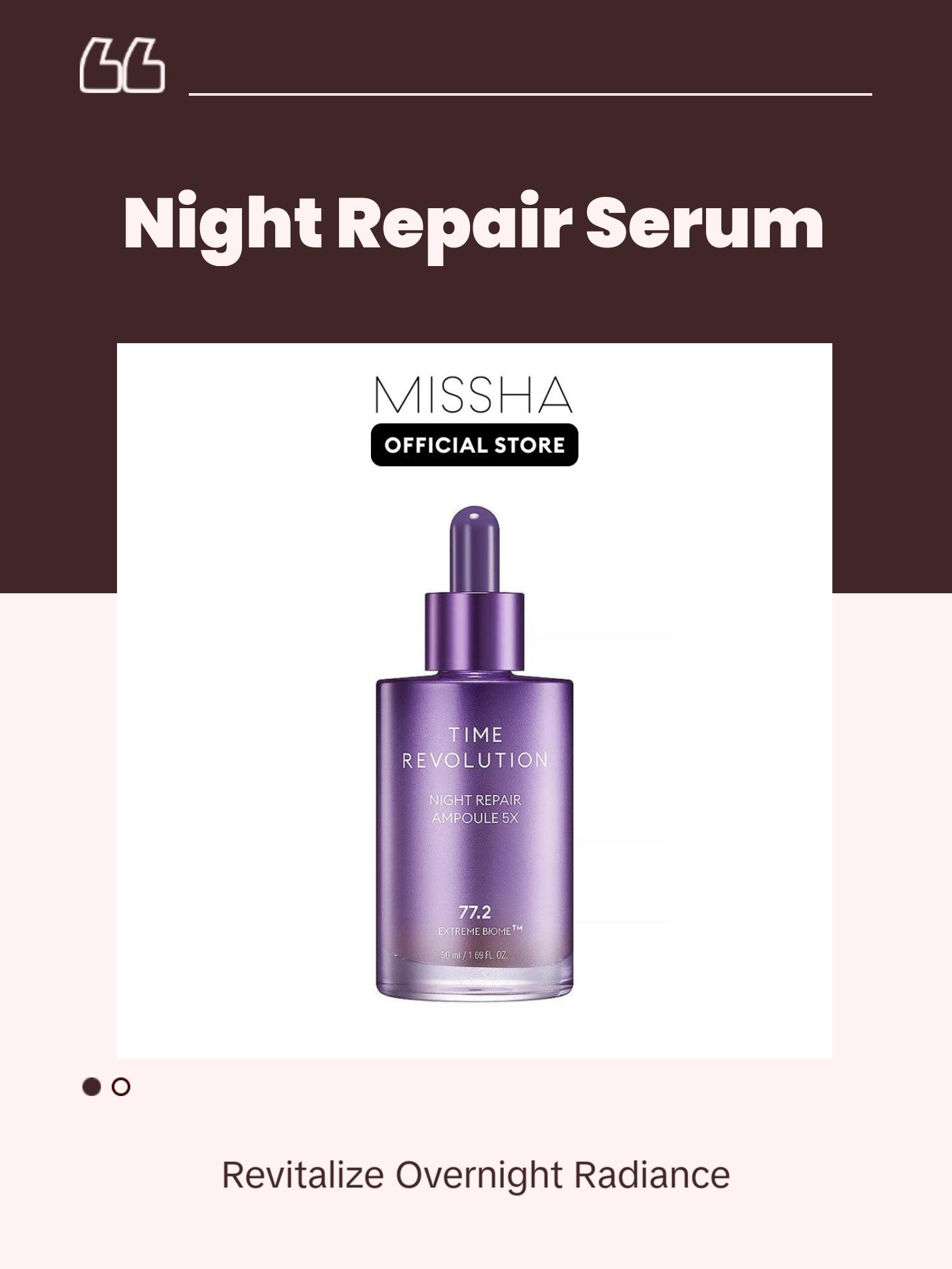 [MISSHA Official] Time Revolution Night Repair Ampoule 5X - Overnight Anti-Aging Probiotic Serum
