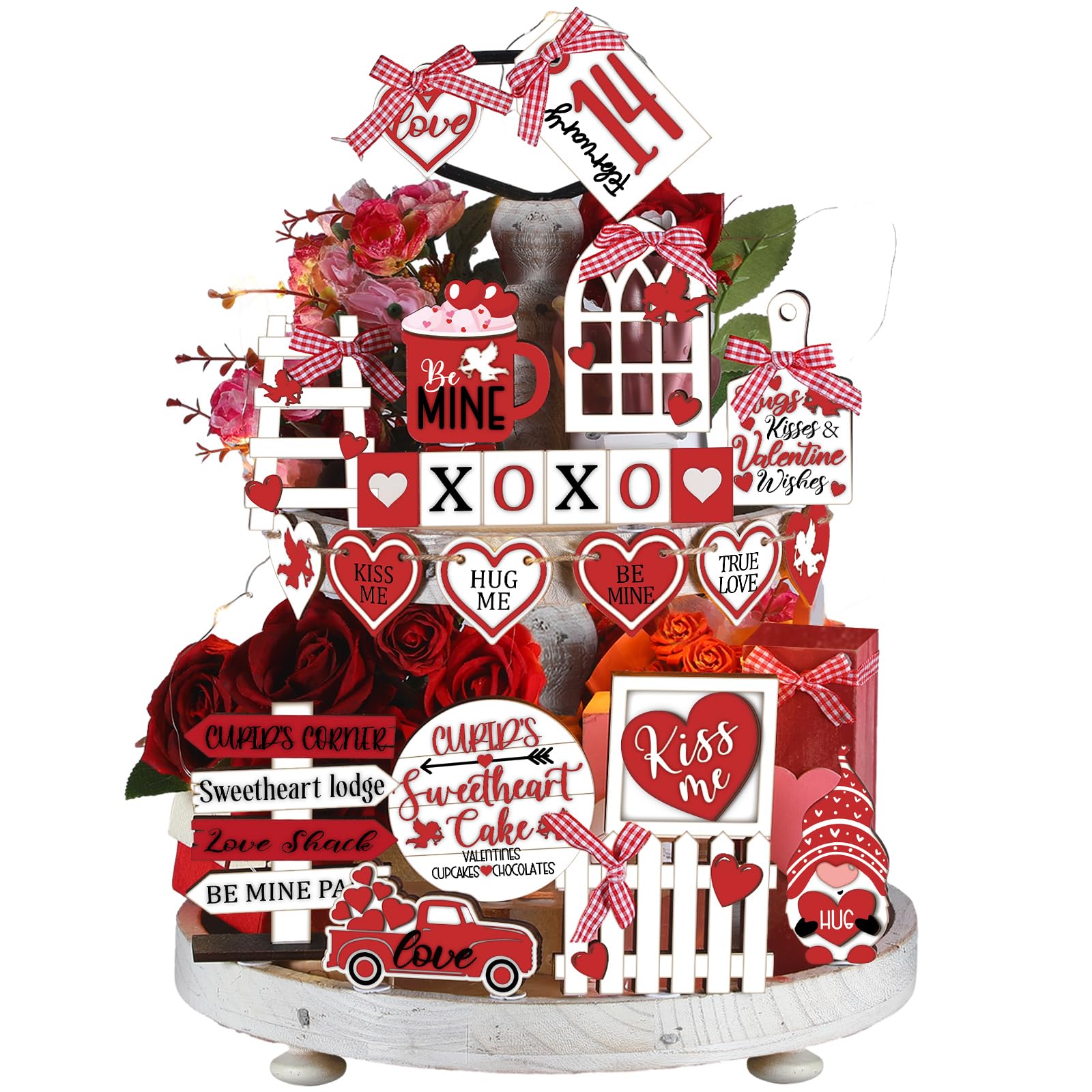 Easter Tiered Tray Decor Wooden Signs Set (No Tray), Rustic Bunny Egg Carrot Jesus Cross Risen Ornaments Cute Durable Layered Tray Signs for Mantel Shelf Table Kitchen Display, Spring Home Easter Decor Christian Family Religious Party Gifts, Date Suppiles