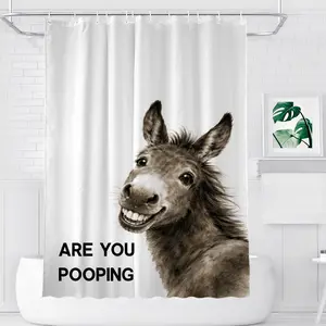 Funny Donkey Shower Curtain with “Are You Pooping?” Made from premium polyester fabric, adds humorous decor and ambiance to your home, bathroom accessory, comical shower curtain, gift idea, easy to install. graduation birthday party
