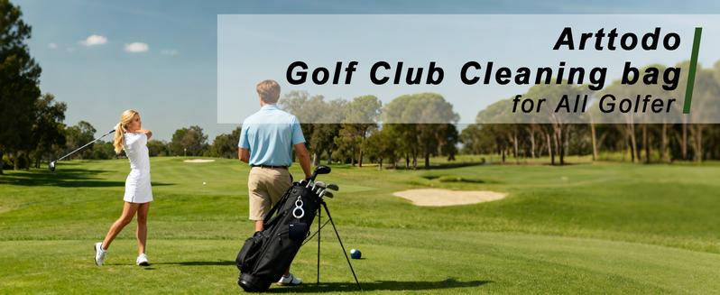 Arttodo Golf Club and Ball Cleaning Bag, Golf Club Washer with Water, Waterproof Cleaner Pouch, Clean Club Grooves, Scrub Cleaner, Golf Accessories