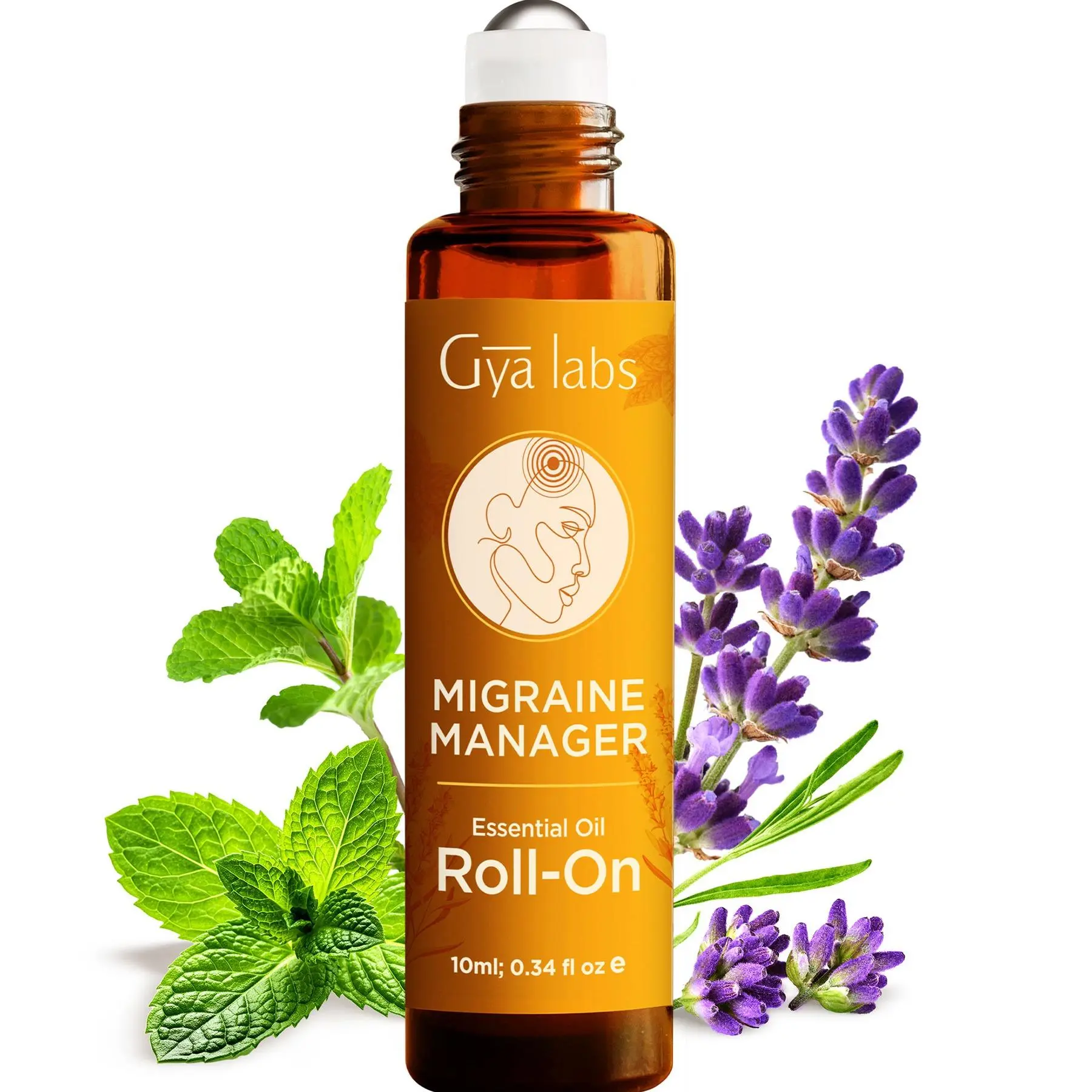 Gya Labs Migraine Support Roll-On for Women & Men - Soothing Peppermint, Spearmint & Lavender Aromatherapy Oil - Travel Size for Head Tension, Relaxation & On-the-Go Calm (0.34 Fl Oz) mothersdaygift, tiktokshopstockup,Summervibes