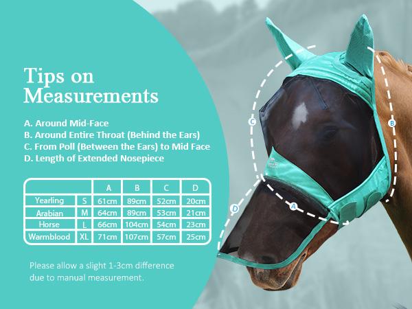 Harrison Howard Pro Luminous Horse Fly Mask Colorful Full Size with Large Eye Space, Long Nose & Ears for UV Protection