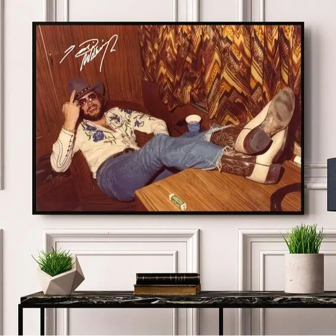 Hank Williams Middle Finger Signature Poster - home decor - vintage [No Frame]