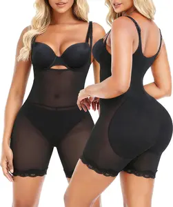 Open Bust Butt Pads Shapewear Tummy Control Bodysuits for Women Seamless Butt Lifter Body Shaper