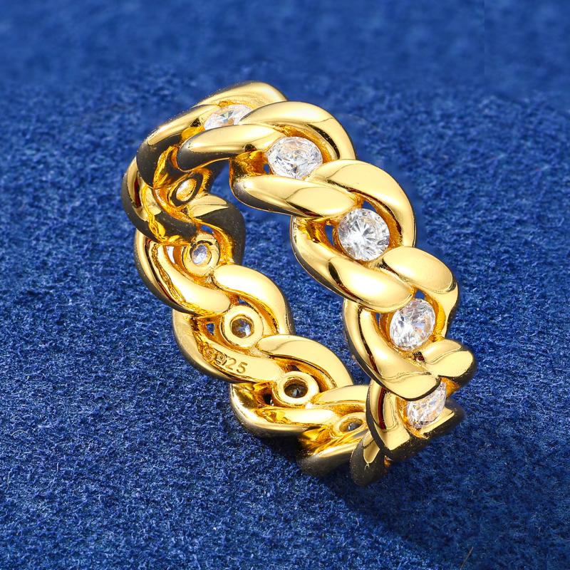 【#R456 】Cuban Ring UCCIYO S925 Sterling Silver Synthetic Moissanite Ring for Women Men Hip Hop Jewelry Gift