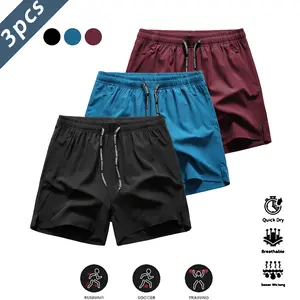 Mens Gym Shorts 3 Pack Quick Dry Breathable Lightweight Running Shorts with Zipper Pockets
