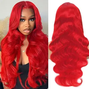 26 Inch Real Human Hair 180% Density Red Wig Human Hair 13X6 Body Wave Lace Front Wigs Human Hair  HD Lace Frontal Wig Red Color Wigs Red Wigs,summervibes