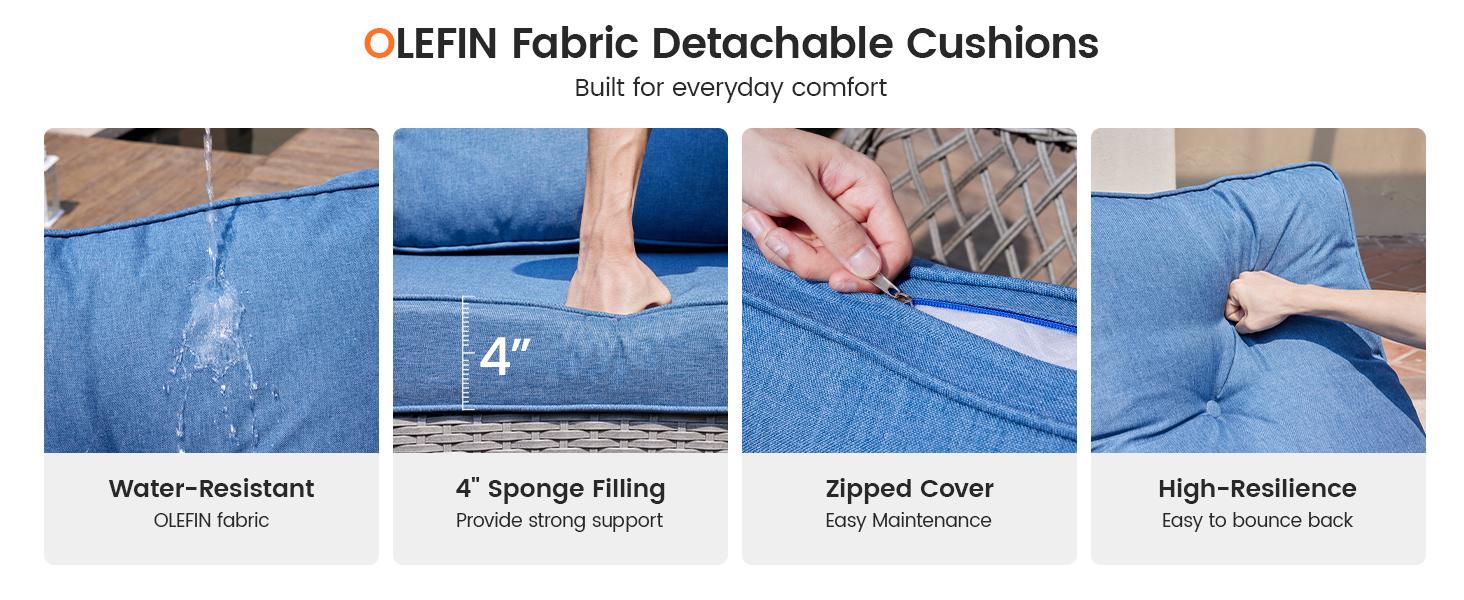 Spring Greenish UDPATIO Outdoor 3 Piece Patio Furniture Set Wicker Rocking Chair Set with 2 Rockers, 1 Side Table and 4‘’ Thick Cushions Chair Lounge for Backyard, Porch, Balcony SpringGardening