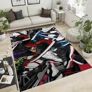 Sneakers Area Rug Basketball Shoes Carpet Sneaker Collection Printed Rug Modern Cool Poplur Sport Shoes Art Rug for Indoor Outdoor Home Decor Mat