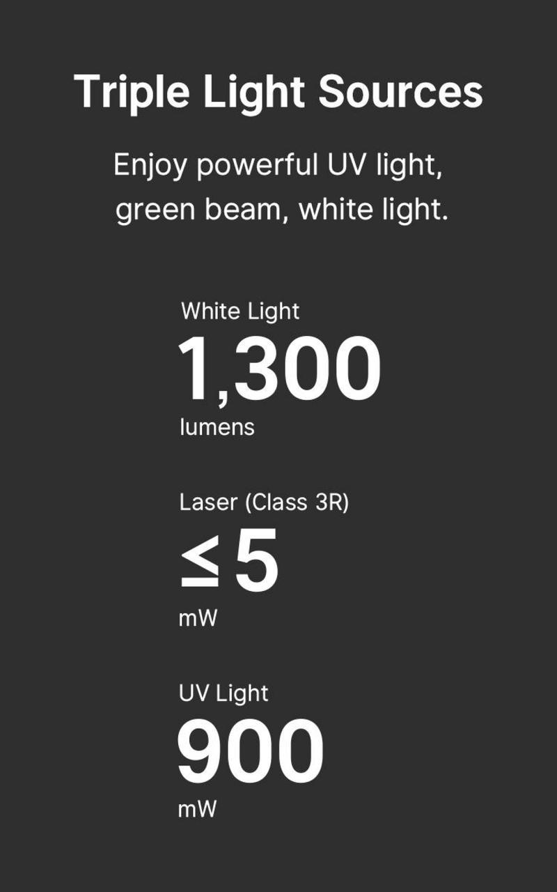 OLIGHT Arkfeld Pro Rechargeable EDC Flashlight with Green Beam, UV Light and White LED Combo, 1300 Lumens Pocket Lights