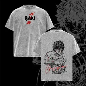 Baki Hanma Gym Pump Cover Tee – Grappler Baki Anime Shirt, Aesthetic Vintage Washed Oversized Streetwear, Heavyweight Cotton Workout T Shirt, Bodybuilding Motivation Graphic Manga Design, Muscle Training Apparel for Men, Fitness Anime Merch
