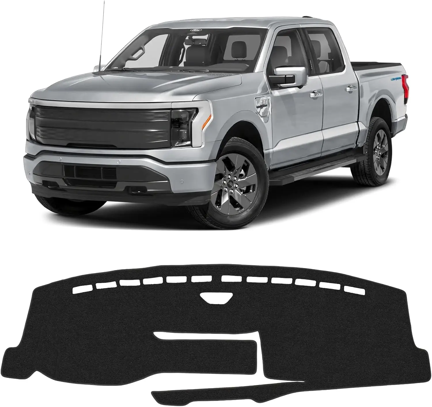 KUST Black Polyester Dash Cover for Ford F-150/F150 Lightning 2022-2026, Custom-Fit 15.5in Touch Screen Dashboard Mat, Non-Slip, No Glare, UV Shield