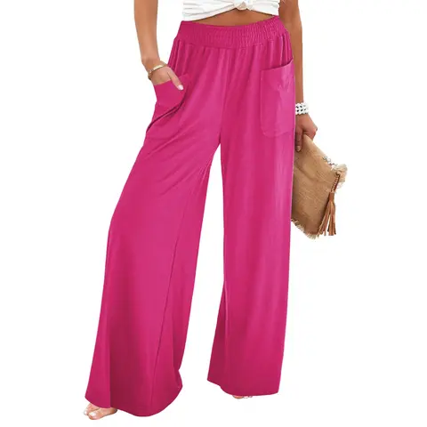 GRAPENT Women's Casual Loose Fitted High Waist Wide Leg Baggy Pants - Elastane Fabric Stretch, Smocked Elastic Waist, Pull-On Bell Bottoms, Chic Clothing for All Seasons Back to School Outfits