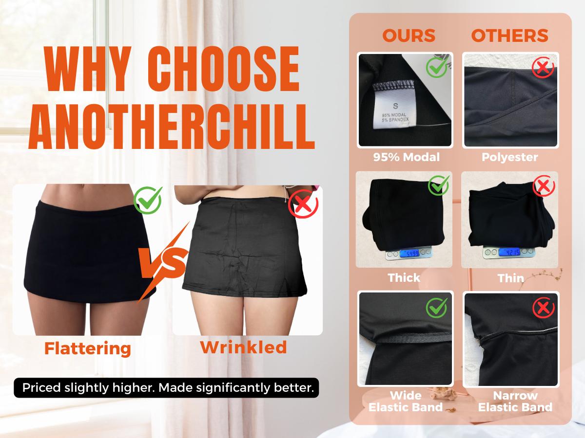 AnotherChill Women's Low Waist Micro Mini Skorts Skirt with Built-in Shorts Sexy Stretch Black Skirts Basic Outfits Elastic Waist